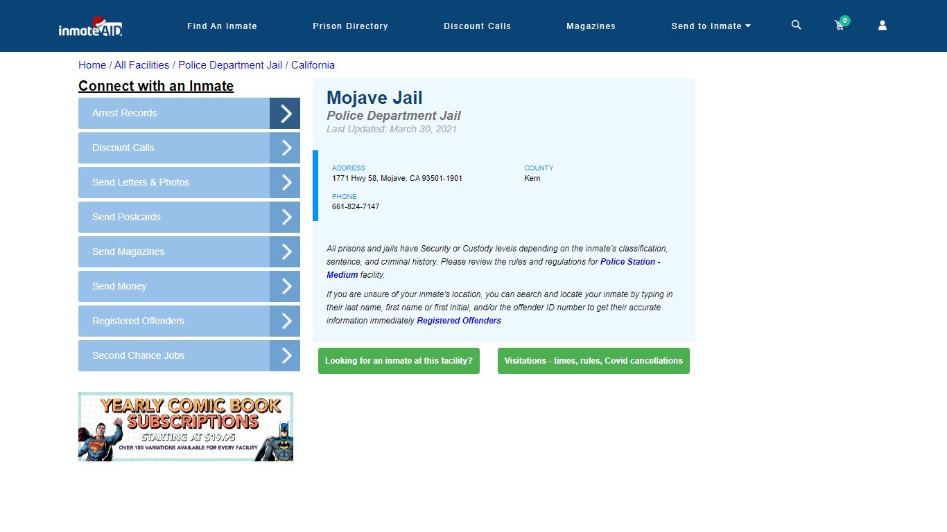 Mojave Jail & Inmate Search - Mojave, CA