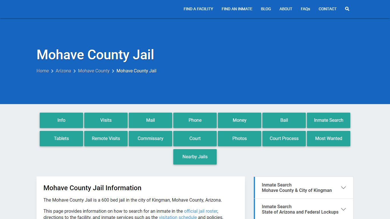 Mohave County Jail, AZ Inmate Search, Information